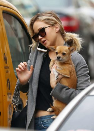 Jennifer Lawrence with her pooch out in New York City